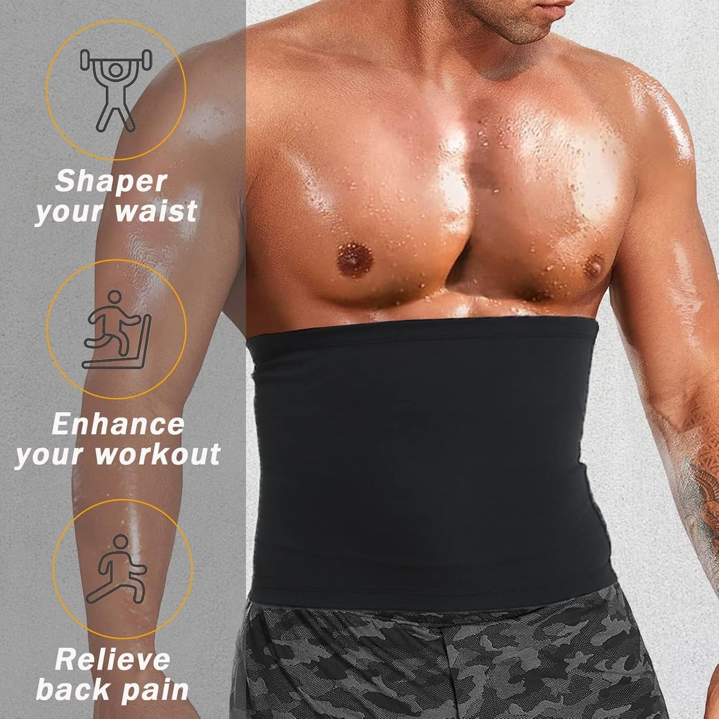 Waist Trimmer for Men Premium Waist Trainer Sauna Belt Sweat Band Working Out