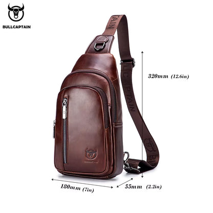 Men'S Genuine Leather Chest Bag Fashion Leisure Multifunctional Crossbody Bag Music Chest Bag Men'S Chest Bag