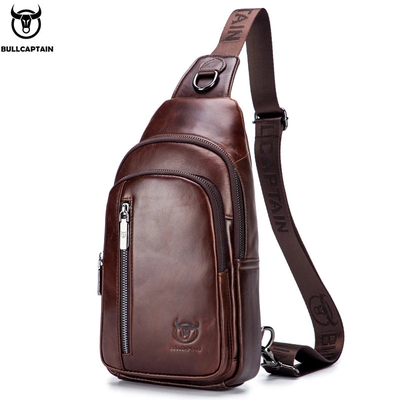 Men'S Genuine Leather Chest Bag Fashion Leisure Multifunctional Crossbody Bag Music Chest Bag Men'S Chest Bag